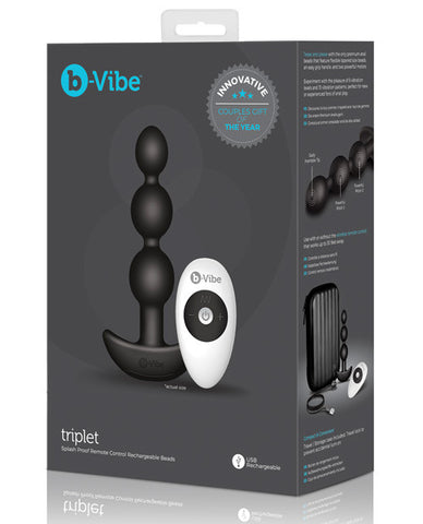 B Vibe Remotetriplet Anal Beads - Black