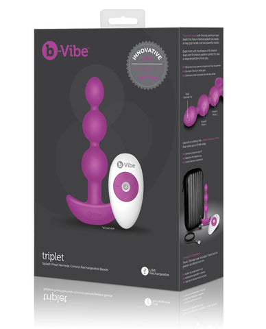 B Vibe Remotetriplet Anal Beads - Fuchsia