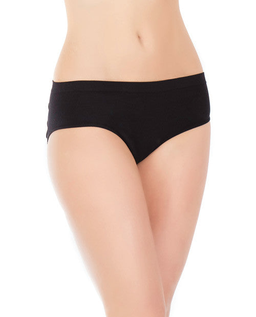 Stretch Knit Panty W-center Back Slashes Black O-s