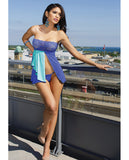 Reversible Microfiber Babydoll W-lace Bandeau Top, (tie Babydoll Open Or Closed) Cobalt-aqua Xl