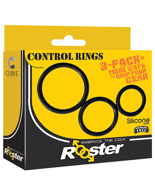 Curve Novelties Rooster Control Rings - Black Set Of 3