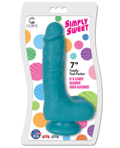 Curve Novelties Simply Sweet 7" Dong  - Totally Teal