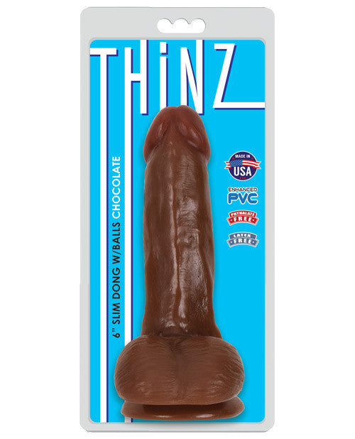 Curve Novelties Thinz 6" Slim Dong W-balls - Chocolate