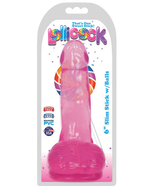 Curve Toys Lollicock 6" Slim Stick W-balls - Cherry Ice