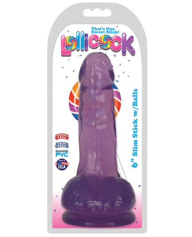 Curve Toys Lollicock 6" Slim Stick W-balls - Grape Ice