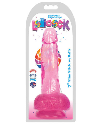 Curve Toys Lollicock 7" Slim Stick W-balls - Cherry Ice