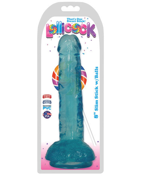 Curve Toys Lollicock 8" Slim Stick W-balls - Berry Ice