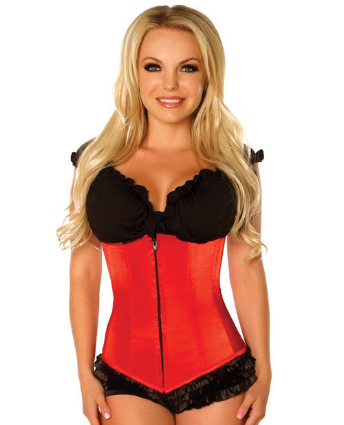 Underbust Corset W-zip Up Front Red Lg