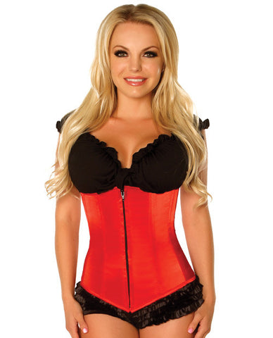 Underbust Corset W-zip Up Front Red Lg