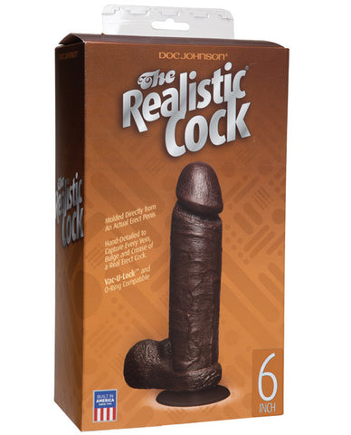 6" Realistic Cock W-balls - Black