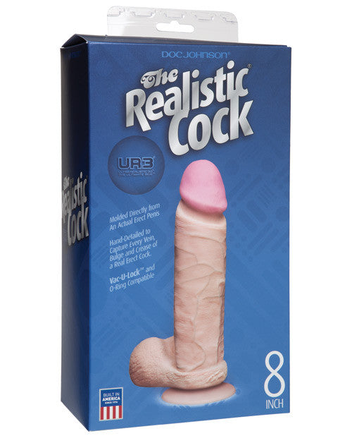 Realistic 8" Ultraskyn Cock W-balls - White