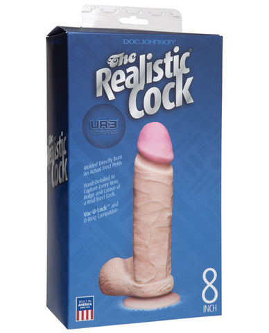 Realistic 8" Ultraskyn Cock W-balls - White