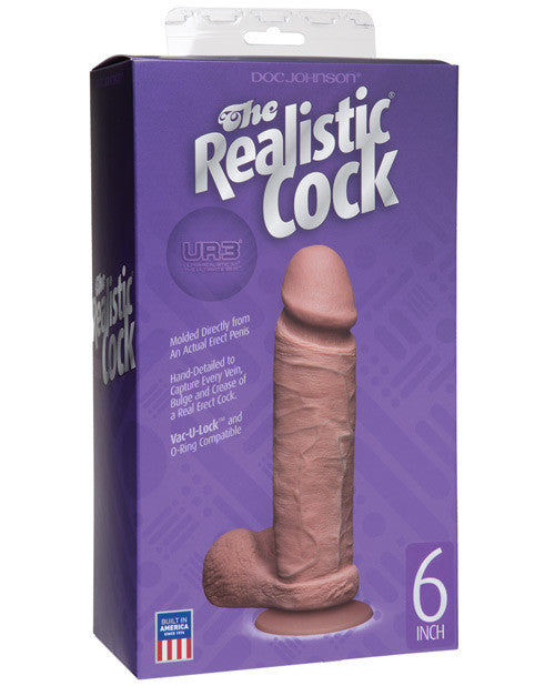 Realistic 6" Ultraskyn Cock W-balls - Brown