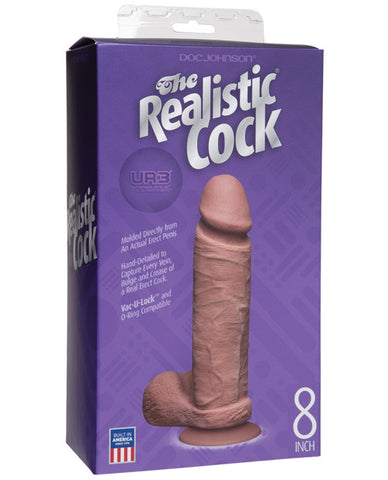 Realistic 8" Ultraskyn Cock W-balls - Brown