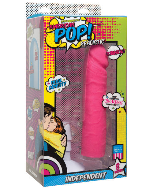 American Pop Independent Ultraskyn 8" Dildo W-suction Cup - Pink