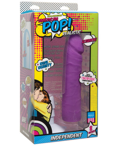 American Pop Independent Ultraskyn 8" Dildo W-suction Cup - Purple