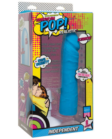 American Pop Independent Ultraskyn 8" Dildo W-suction Cup - Blue