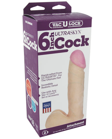 Vac-u-lock 6" Ultraskyn Cock & Balls Attachment - White