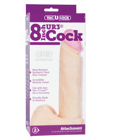 Vac-u-lock 8" Ultraskyn Cock & Balls Attachment - White