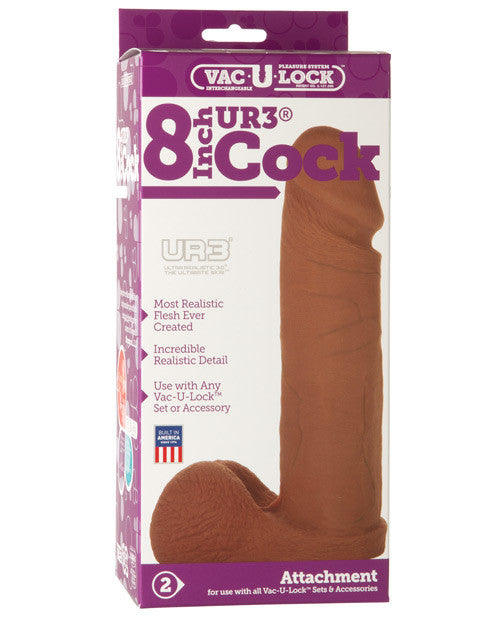 Vac-u-lock 8" Ultraskyn Cock Attachment - Brown