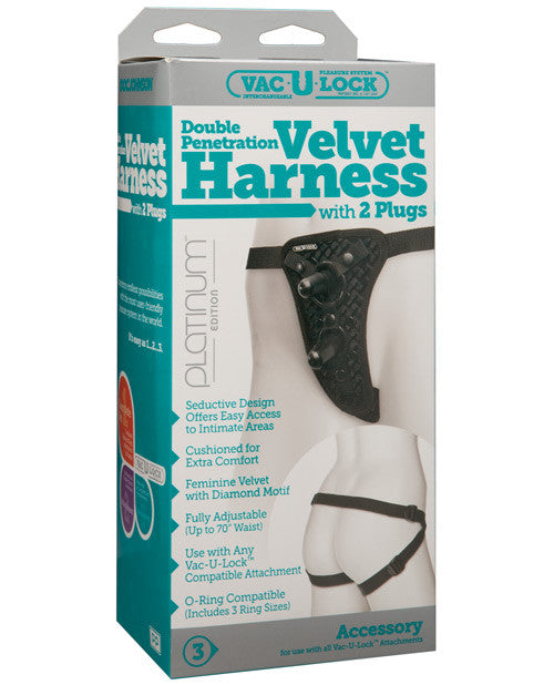 Vac-u-lock Velvet Double Penetration Harness W-2 Plugs - Black