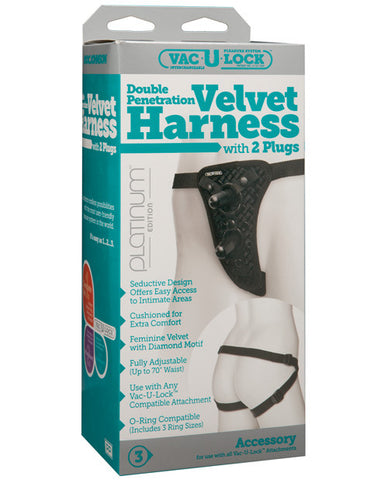 Vac-u-lock Velvet Double Penetration Harness W-2 Plugs - Black