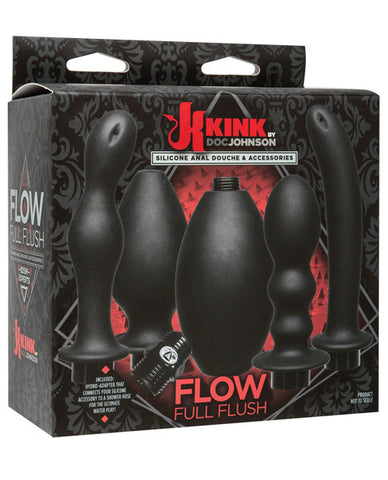 Kink Flow Flush Silicone Anal Douche & Accessories - Black