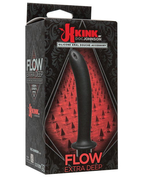 Kink Flow Silicone Anal Douche Accessory Extra Deep - Black