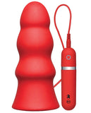 Kink Vibrating Silicone Butt Plug Rippled 7.5" - Red