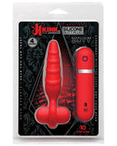 Kink 4" Vibrating Silicone Butt Plug - Red