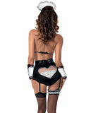 Retro Maid Bra, Arm Bands, Highwaisted Panty Garter Belt, Headpiece & Thigh Highs Black-white O-s