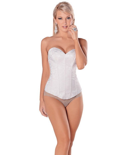 Elegant & Seductive Sheer Back Paneled Corset W-soft Boning & Side Zipper White 32