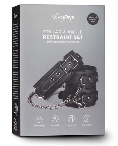 Easy Toys Leather Collar W-anklecuff - Black