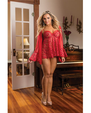 Lace Babydoll & Coat Red 2x