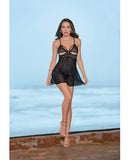 Sheer Strappy Back Babydoll Black Lg