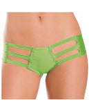 Strappy Front & Back Jeweled Booty Shorts Lime O-s