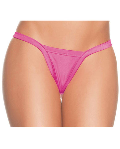 Deep V-back Thong Neon Pink O-s