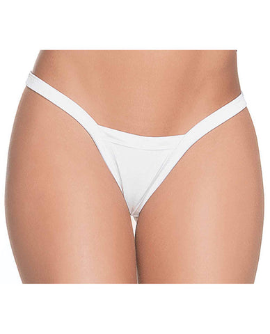 Deep V-back Thong White O-s