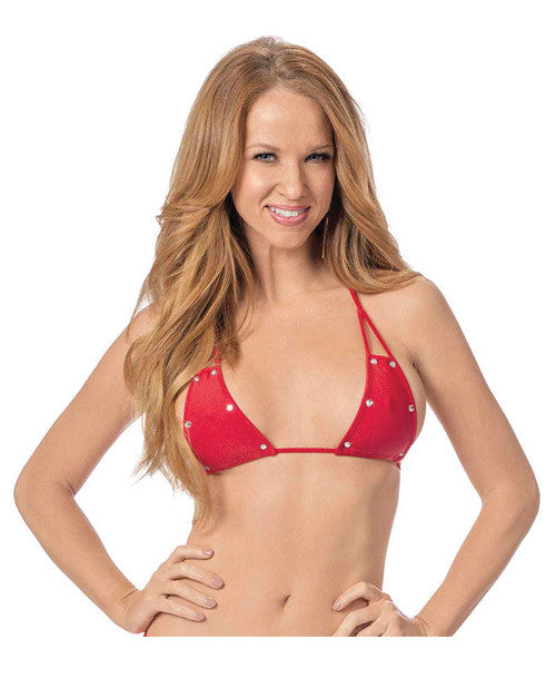 Jewel Cut Out Halter Top Red O-s