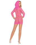 Vivace Hooded Mini Dress W-sleeves Neon Pink O-s