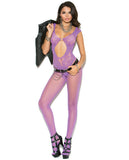 Vivace Fishnet & Lace Bodystocking W-open Crotch Purple O-s