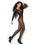 Vivace Long Sleeve Lace Bodystocking Black O-s