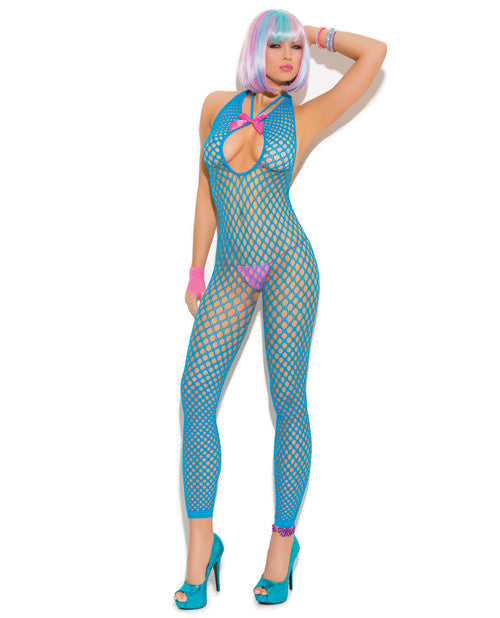 Vivace Crochet Footless Bodystocking W-open Crotch Neon Blue O-s