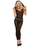 Vivace Opaque Footless Bodystocking W-hood Black O-s