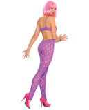 Vivace Lace Bodystocking W-satin Bow Detail Neon Purple O-s