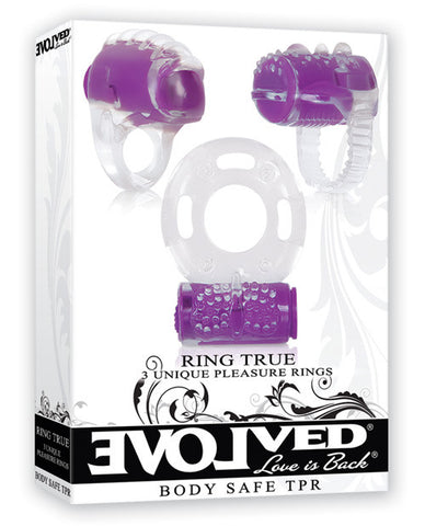 Evolved Ring True Unique Pleasure Rings Kit - Clear-purple Pack Of 3