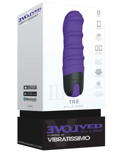 Evolved Vibratissimo Tre Ribbed Stick - Purple-black