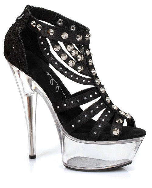 Ellie Shoes Trinity 6" W-spikes And Glitter Platform Black Seven