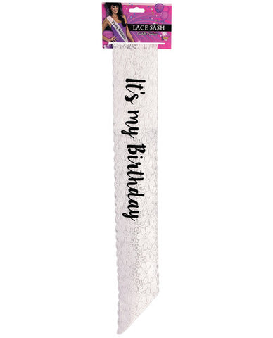 It's My Birthday Lace Sash - White