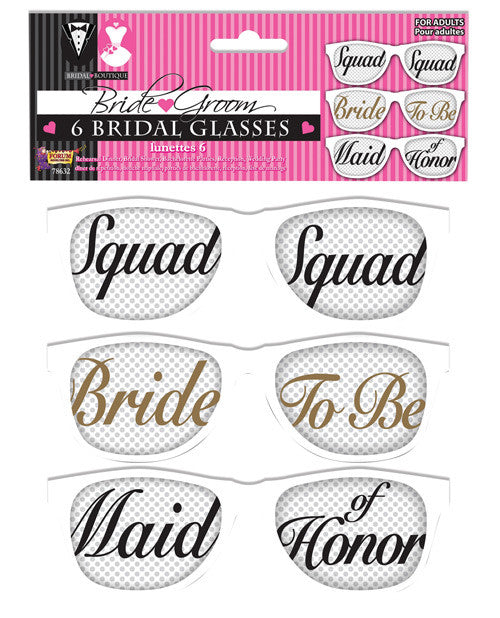 Bridal Party Mesh Glasses - Set Of 6